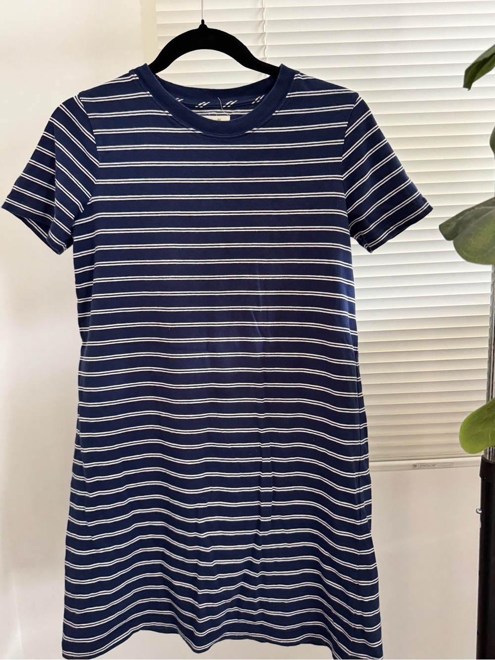 Madewell Navy and White Striped Short Sleeve Dress